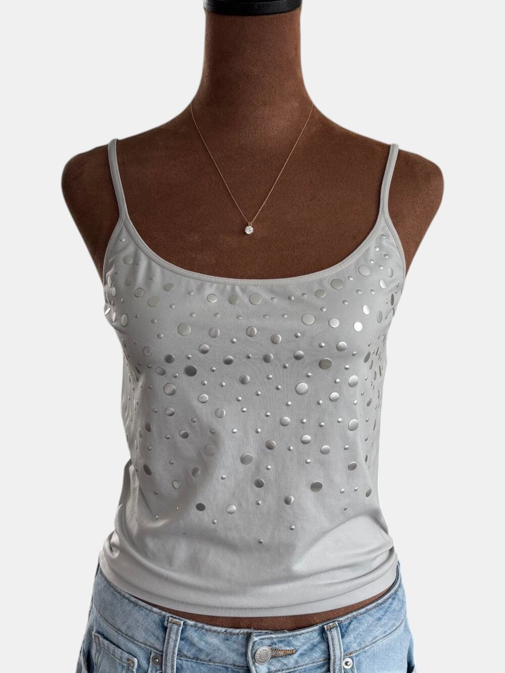 2004 Vintage Body by Victoria Secret Chrome Embellished Cami Y2K Tank Top Large